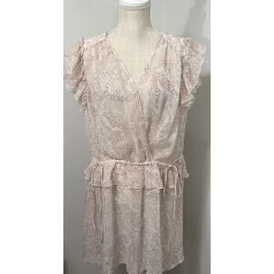 NEW Ted Baker EvelynaTexture Mini Dress ONLY Georgette Size 4 Ivory Ruffle Flowy